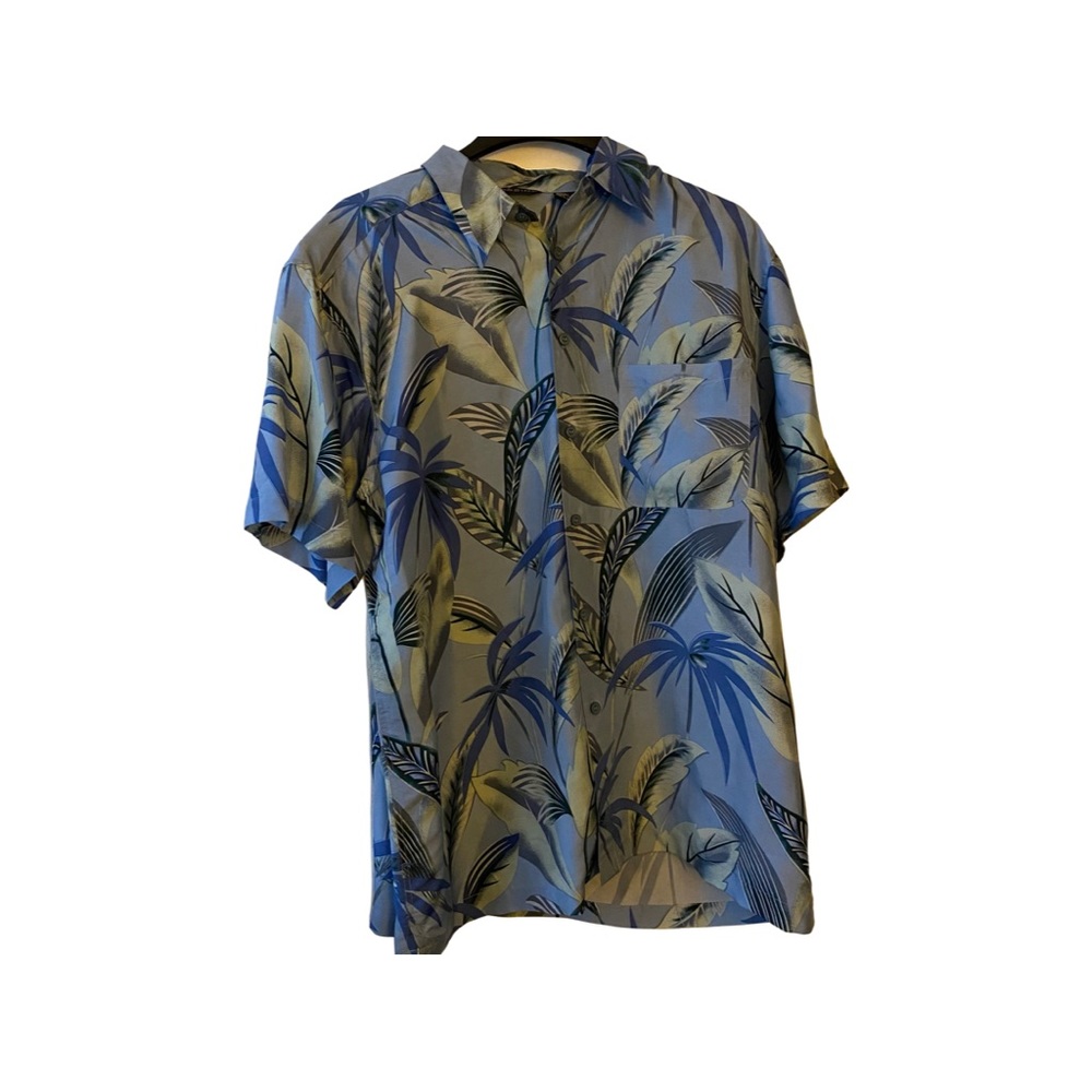 Men’s Massini 100% Silk Button Down Shirt Hawaiian Beach